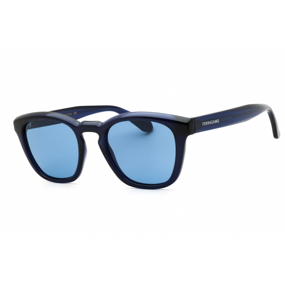 NWT Salvatore Ferragamo SF2040SE Transparent Blue Round 50mm Sunglasses
